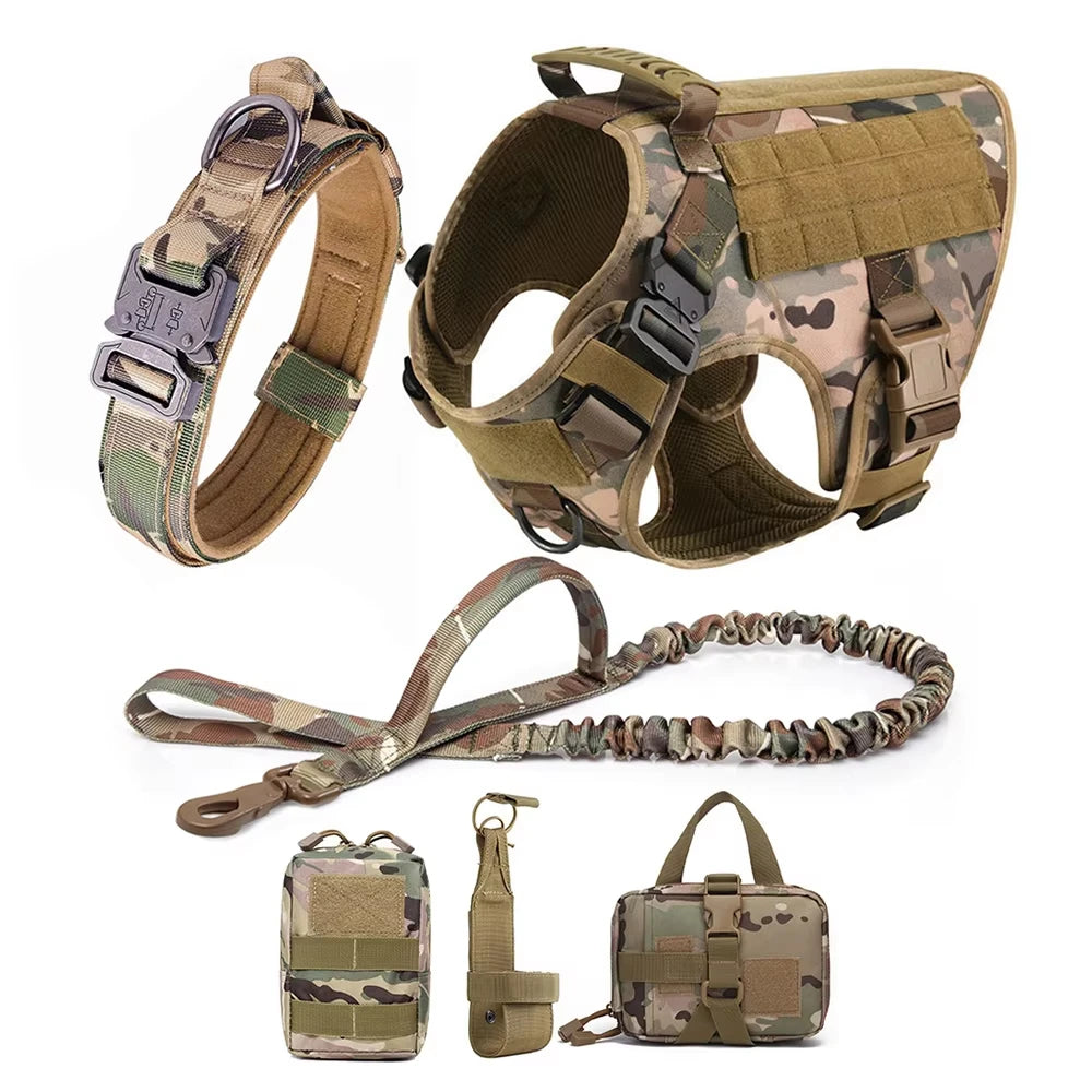 Conjunto de peitoral e guia para cães grandes, colete de treinamento para pastor alemão malinois, colete e coleira para cães de médio e grande porte