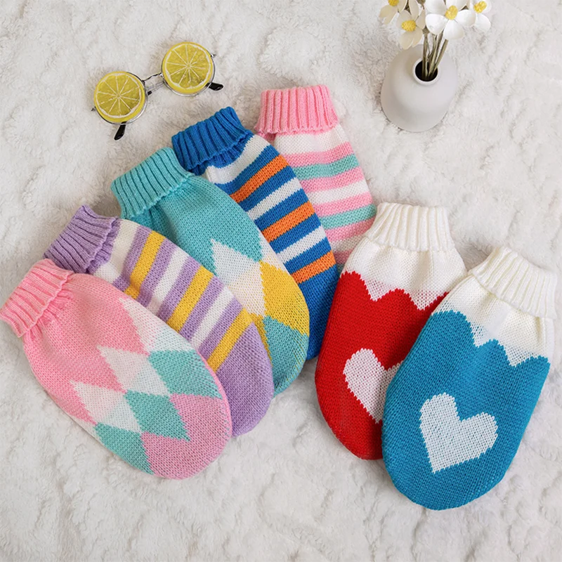 Suéter de malha para cachorro pequeno, suéter em formato de coração para cachorro, chihuahua, schnauzer, roupas quentes para cachorro, inverno para filhotes, gatos e animais de estimação, suprimentos para animais de estimação