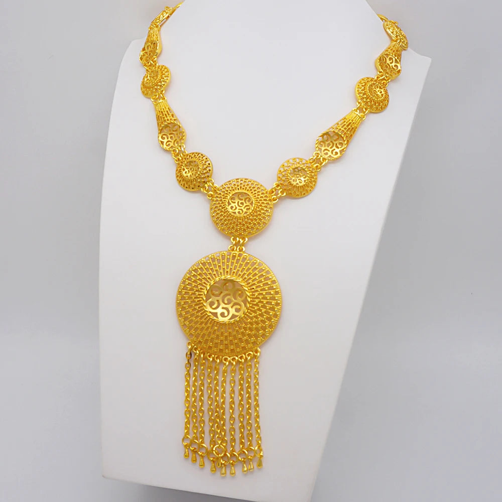 Conjuntos de joias finas 2023 para mulheres, presentes de casamento, colar, pulseira, brincos, anel, joias com contas africanas