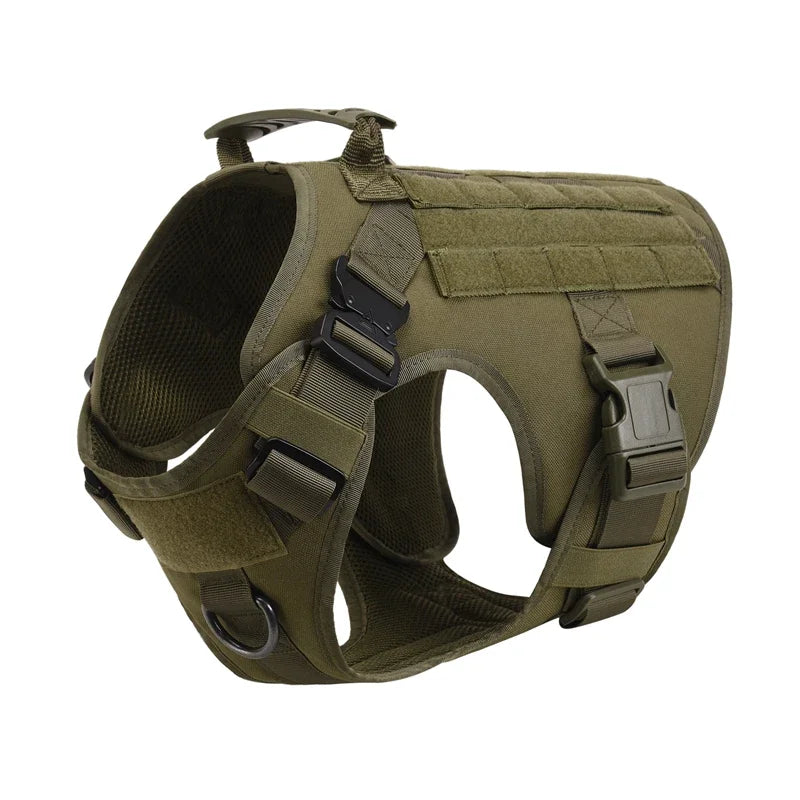 Colete militar tático para animais de estimação, pastor alemão, golden retriever, conjunto de arreios e guia para cães de todas as raças