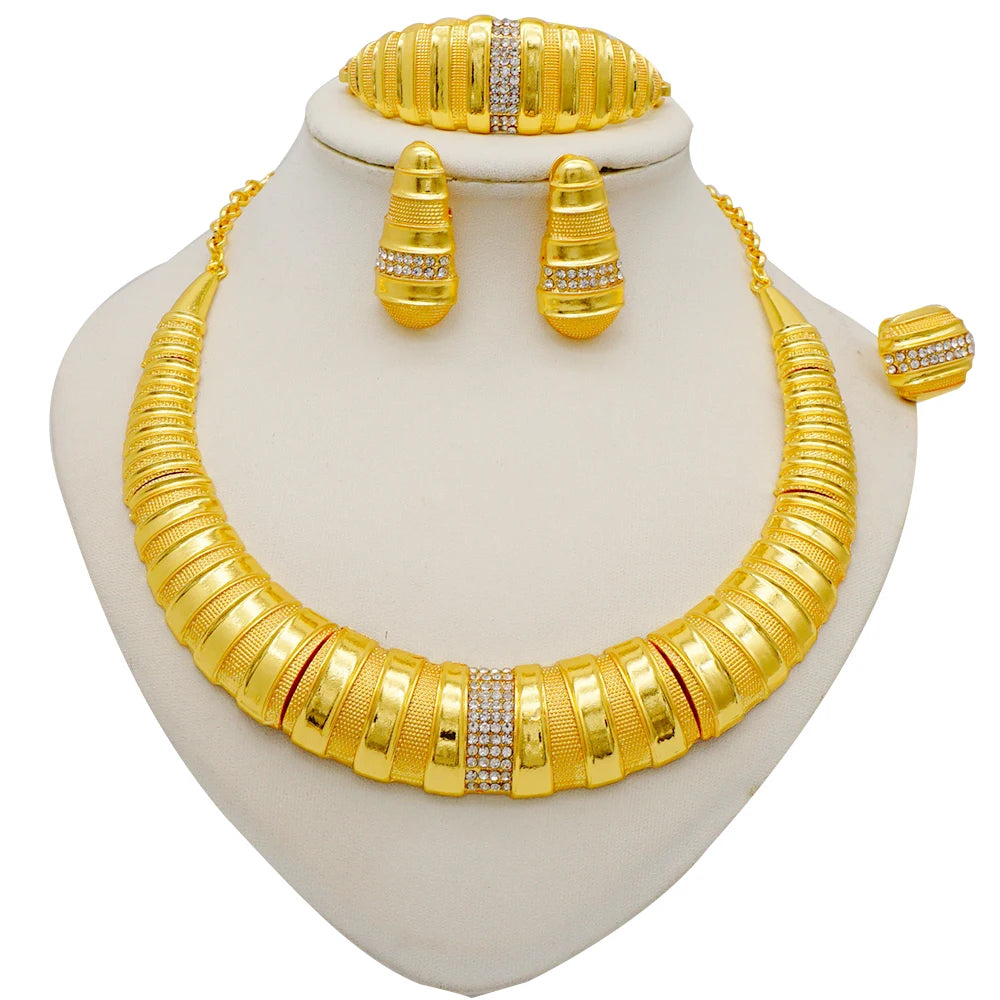 Conjuntos de joias finas 2023 para mulheres, presentes de casamento, colar, pulseira, brincos, anel, joias com contas africanas