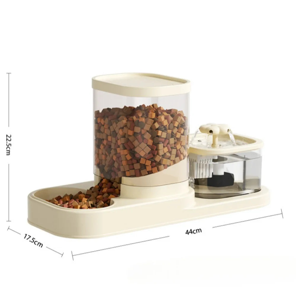 Alimentador automático para animais de estimação 2 em 1, fonte de água, tigela de comida para cães e gatos com fluxo circulante, antiderrapante, à prova de respingos, prato de alimentação lenta