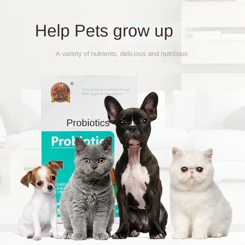 Probióticos para animais de estimação regulam o estômago e aumentam o apetite em gatos e cães, diarreia geral, constipação e vômito.
