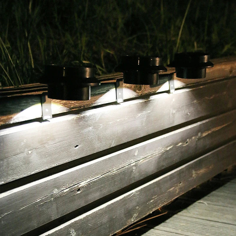 Luminária de parede à prova d'água com energia solar 3LED para calha, luz noturna branca e quente para cerca, caminho de jardim, luminária LED decorativa para acampamento