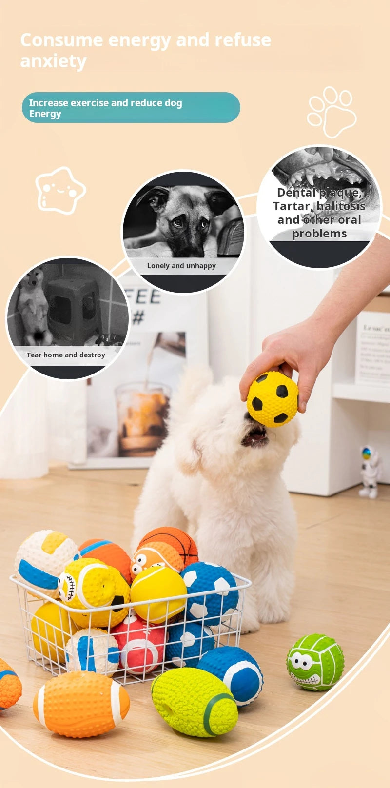 Brinquedos para cães que rangem, bolas de látex macias para cães pequenos, médios e grandes, rugby, futebol, vôlei, brinquedo para animais de estimação, bola de brinquedo interativo para mastigar