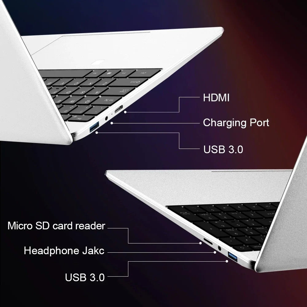 Notebook portátil N5095 de 15,6" com até 32 GB de RAM, 2 TB de armazenamento, Windows 10/11 Pro, retroiluminação preta, teclado inglês/russo, notebook portátil