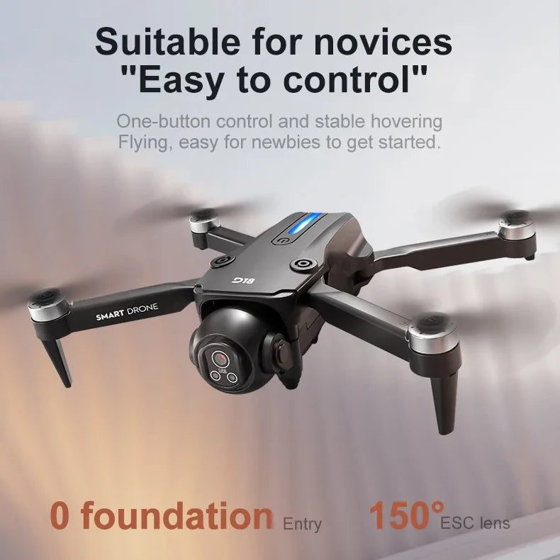 2025 Novo D18 Drone 8K Fotografia Aérea HD com Câmera Dupla Inteligente Prevenção de Obstáculos Sem Escovas Dobrável Quadricóptero Brinquedos