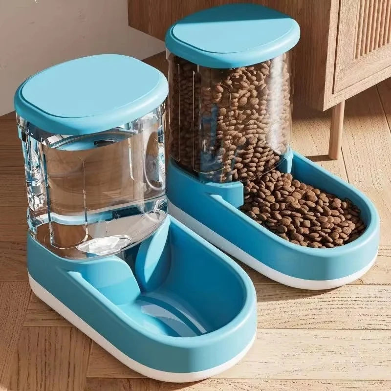 &amp; Cão Gato Alimentador Automático de Gravidade para Animais de Estimação Grande Capacidade Dispositivo de Água Potável Comida para Cães e Gatos Economize Esforço Acessório para Beber Animais de Estimação