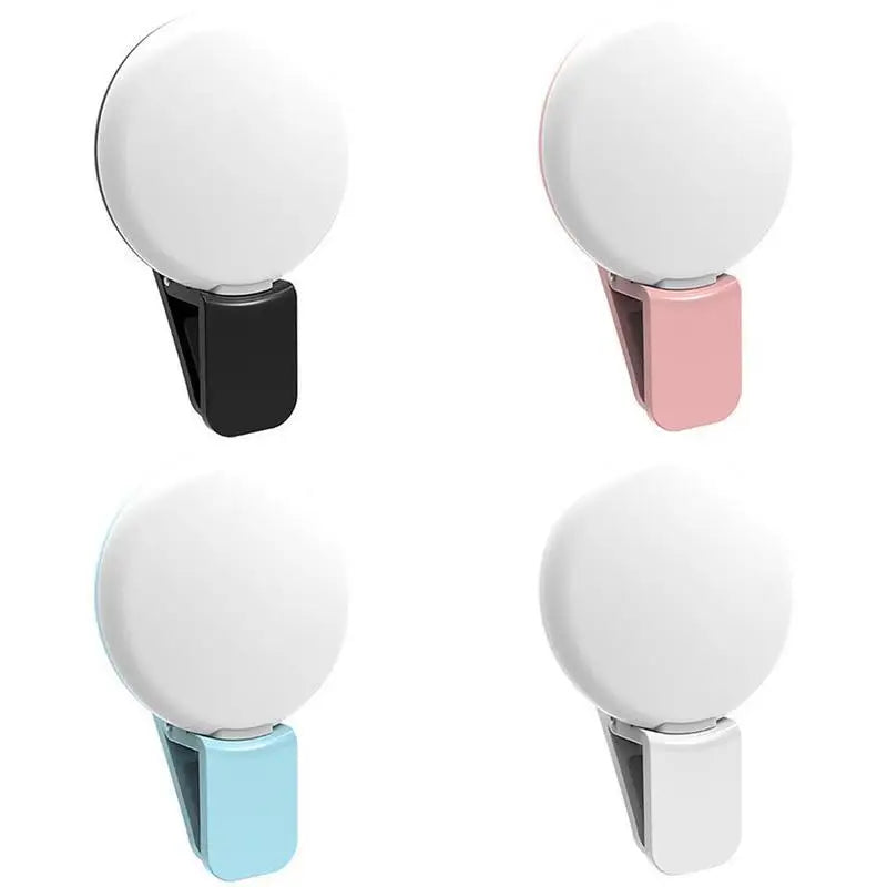 Luz de preenchimento universal para selfies em celulares, lâmpada LED portátil para vídeos ao vivo, acessórios para smartphones e iPhone, luz com clipe de carregamento USB