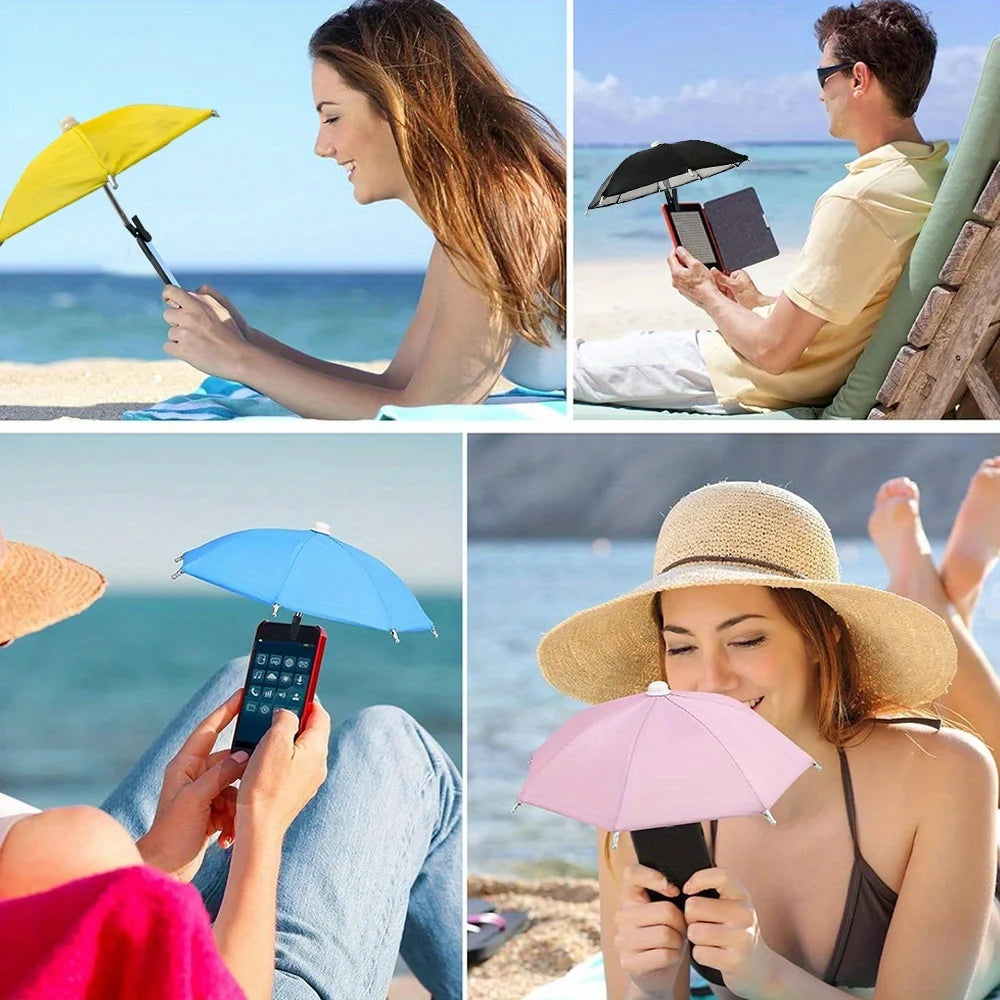 Suporte para celular de 27 cm, mini guarda-chuva criativo para ciclismo ao ar livre, protetor solar, acessório portátil para chuva ao ar livre