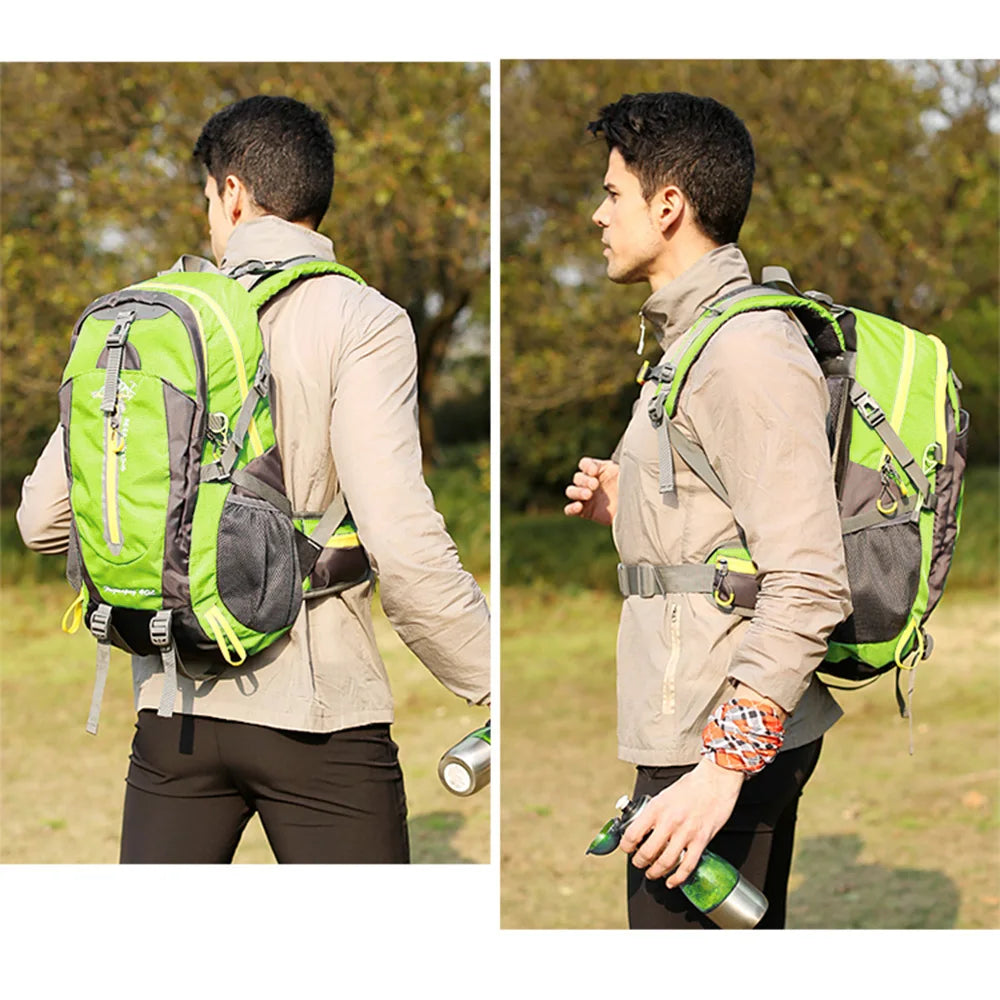 Mochila de viagem resistente à água de 40L para acampamento, caminhada, laptop, mochila de caminhada, escalada, mochilas para homens e mulheres, suprimentos para caminhada