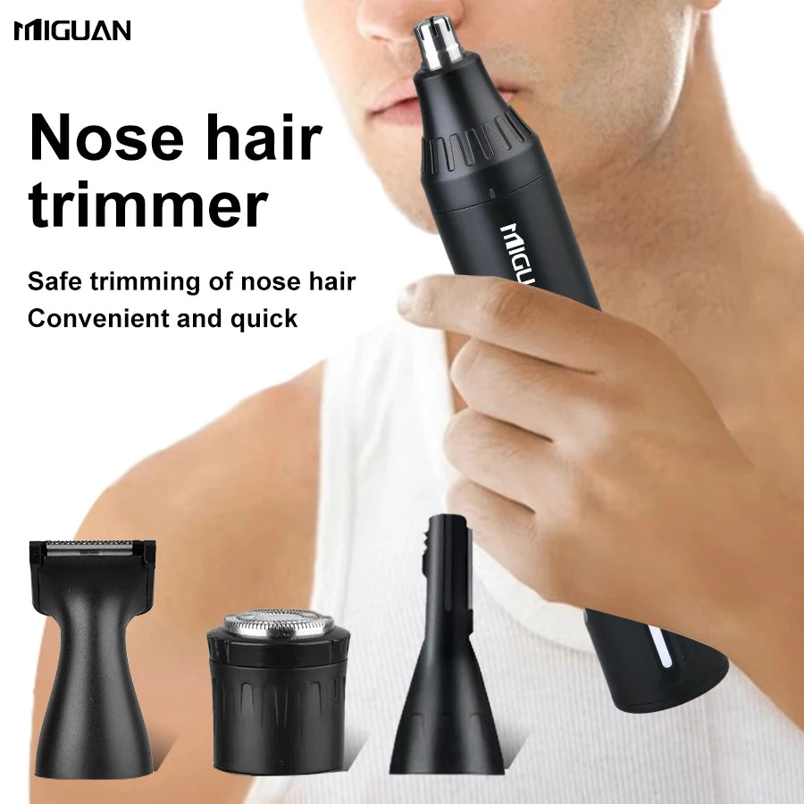 Kit de cuidados pessoais profissional 4 em 1, aparador de pelos do nariz e das orelhas recarregável por USB, barbeador para barba e sobrancelhas, utensílios de cuidados pessoais masculinos