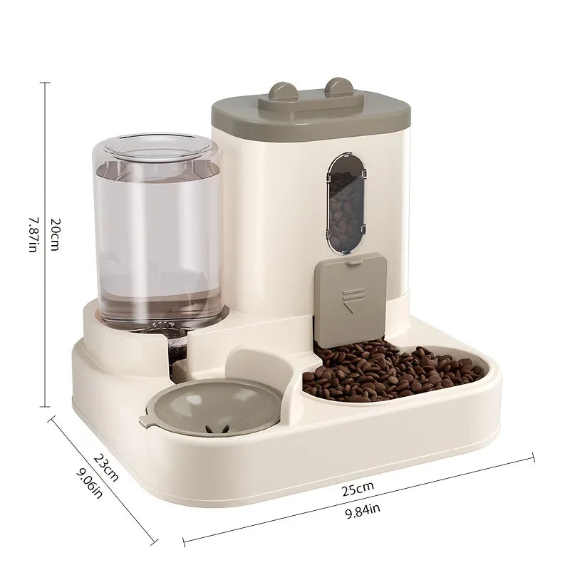 Dispensador de comida para gatos 2 em 1, água e comida integradas, totalmente automático, alimentador de comida e água, dispensador de água fofo