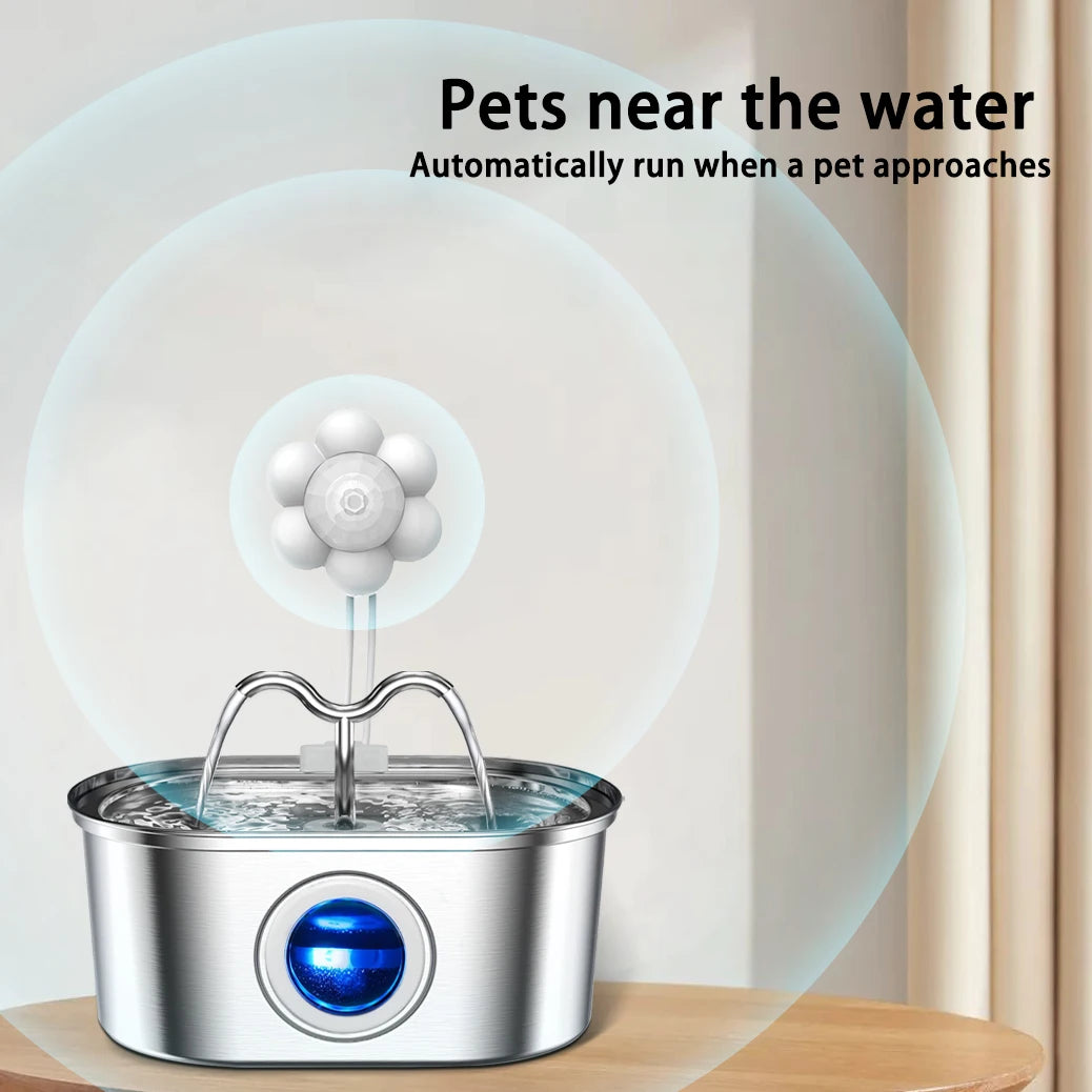 Bebedouro automático para gatos e cães, 108 oz/3,2 l, em aço inoxidável, com luz LED e bomba silenciosa