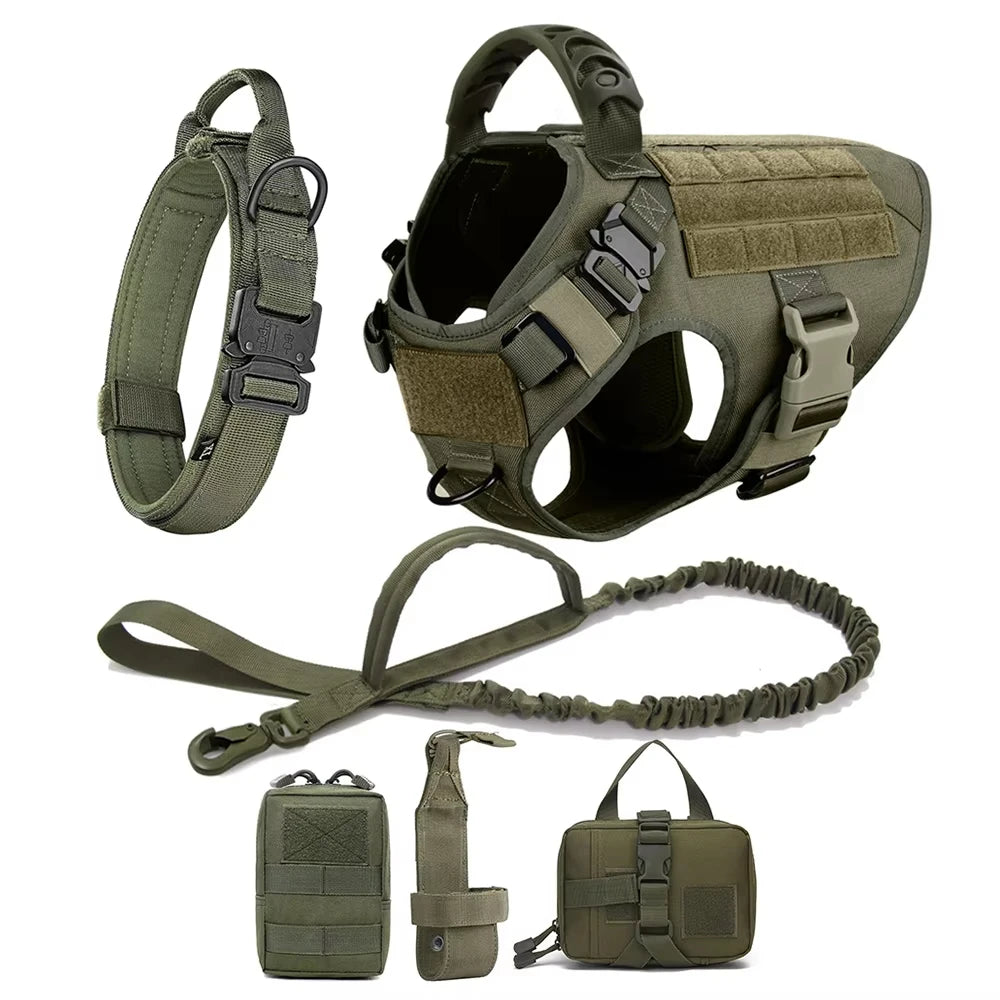 Conjunto de peitoral e guia para cães grandes, colete de treinamento para pastor alemão malinois, colete e coleira para cães de médio e grande porte