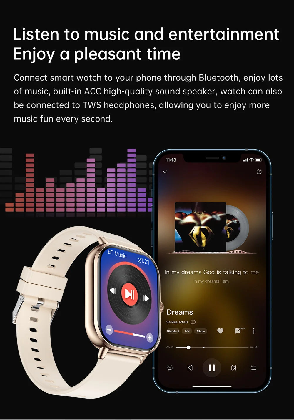 Relógio inteligente 2025 2.01'' Bluetooth com chamada, reprodução de música, relógio fitness esportivo à prova d'água para homens e mulheres, iPhone e Android