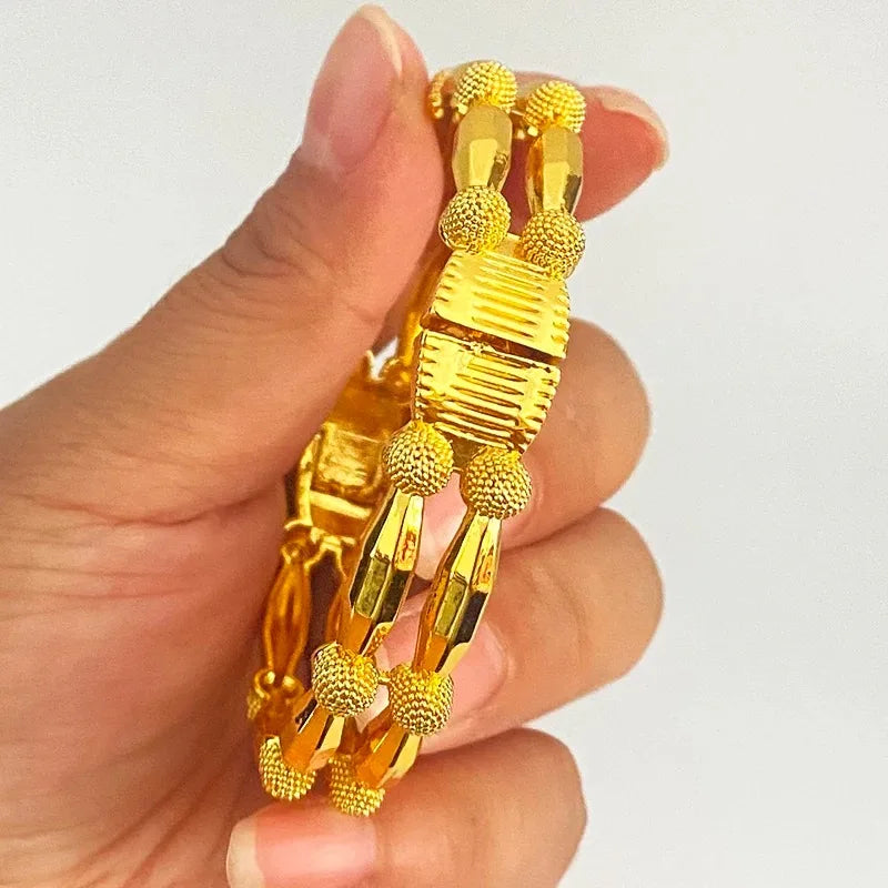 1 peça de pulseiras de luxo vazadas douradas etíopes para noivas, joias indianas para casamento, joias de noivado em Dubai, presentes 24k, novas