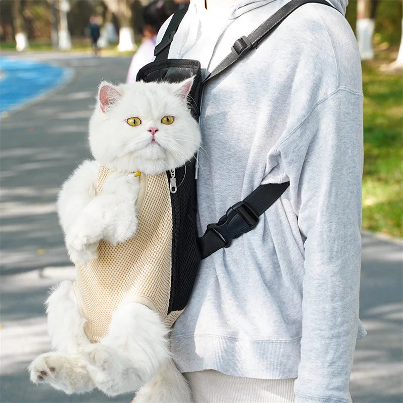 Bolsa de transporte ajustável para gatos, mochila de ombro duplo para animais de estimação, bolsa portátil para viagens ao ar livre, acampamento, caminhada, bolsa para gatos e cachorros