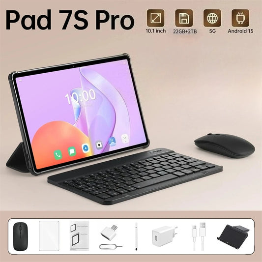 Tablet PC Pad 7SPro 10.1" Original 5G Dual SIM Tablets Tab Android 15 22GB + 2TB 10000mAh Com teclado Laptop Para Crianças