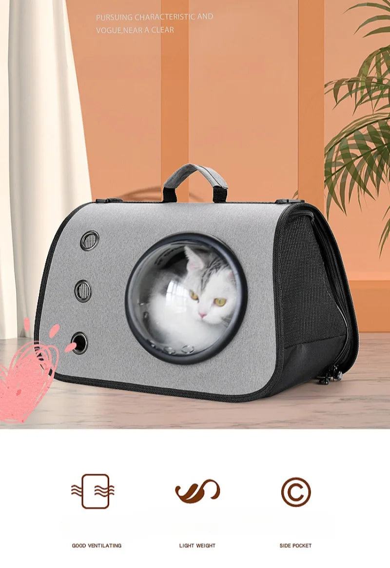 Mochila portátil para animais de estimação para viagens ao ar livre, mochila dobrável transparente para gatos, adequada para cães e gatos, bolsa respirável para viagens