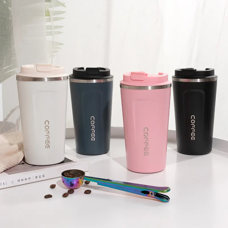 Caneca térmica de viagem de aço inoxidável 380/510ml para café, à prova de vazamento, garrafa térmica, chá, café, garrafa térmica a vácuo, copos isolados, quente
