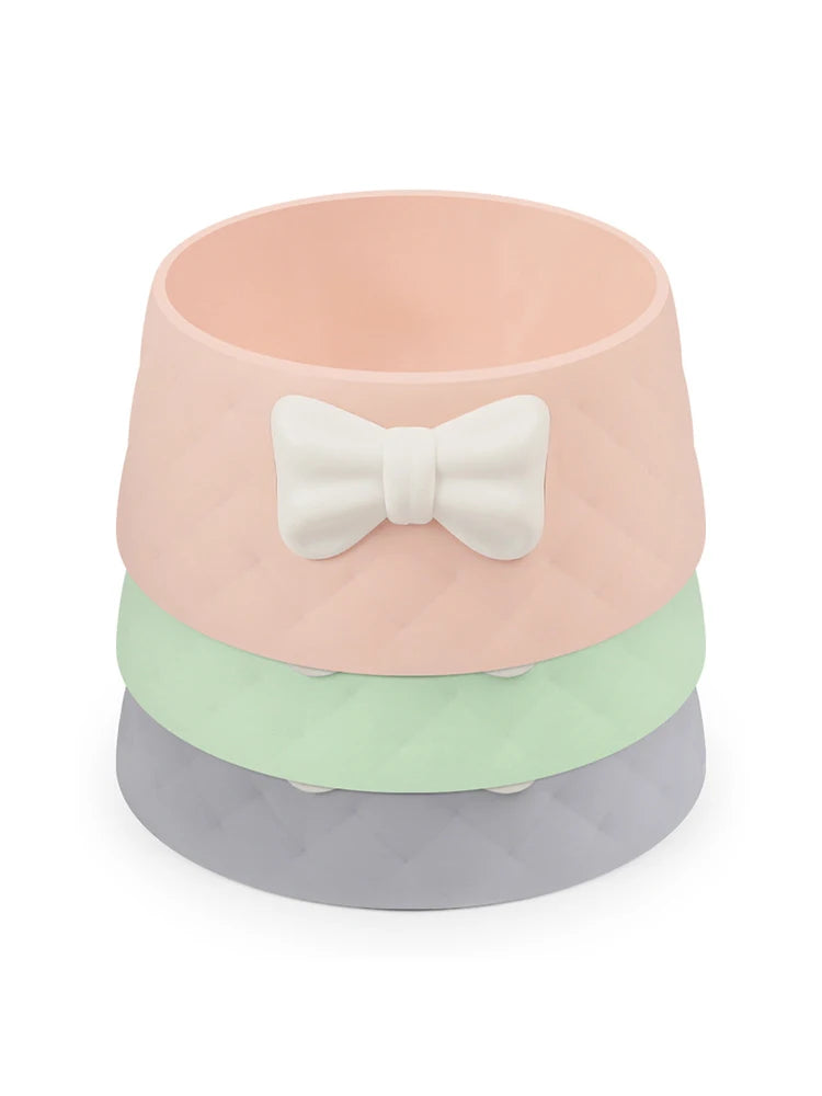Tigela de alimentação para cães e gatos pequenos, tigela fofa à prova de choque, tigela decorativa com nó, deixe o cachorro comer, utensílios, tigela de desenho animado