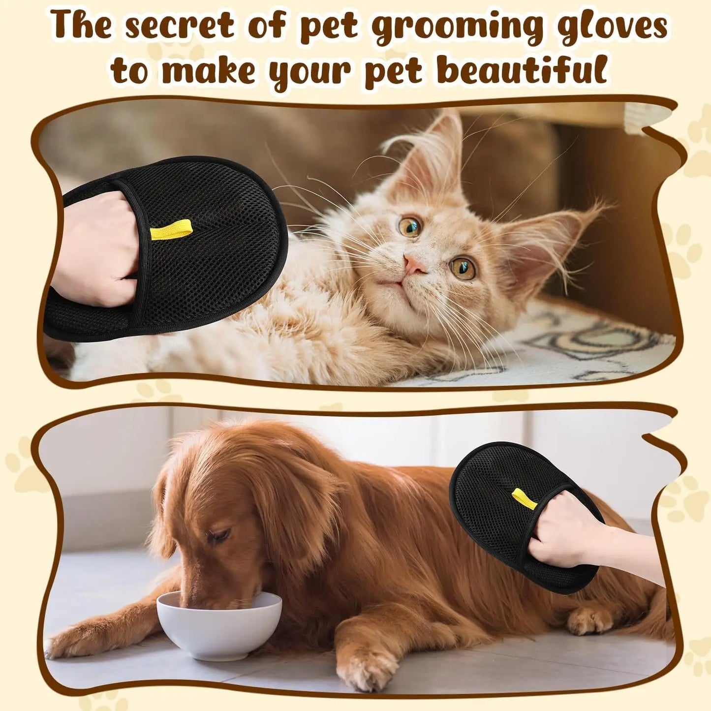 Luva removedora de pelos de animais de estimação, dupla face, luvas magnéticas para pele de gato e cachorro, para lavar, descascar, limpar carpetes e sofás