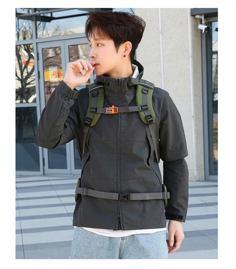 Mochila de viagem 50L para acampamento, bolsa grande para caminhada, mochila turística à prova d'água para esportes ao ar livre, escalada e montanhismo