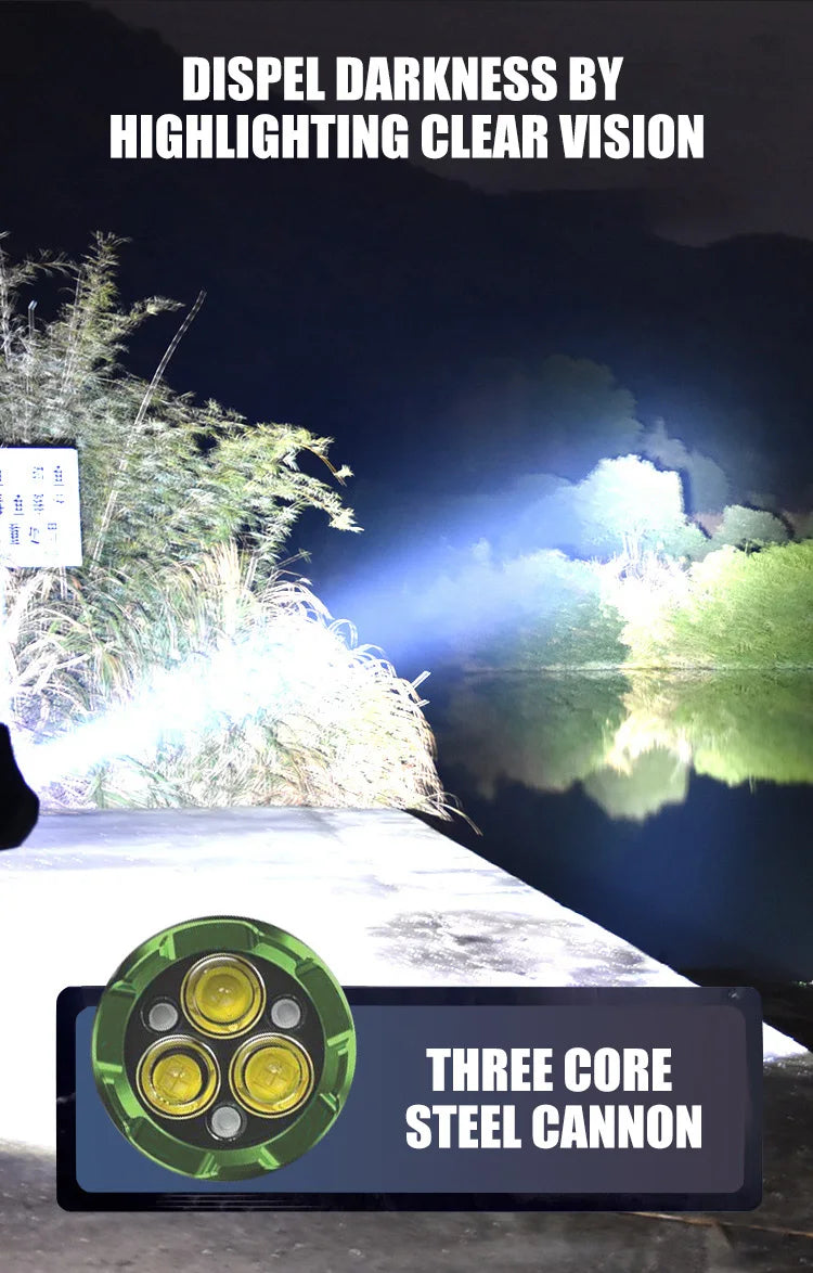 Lanterna LED potente, super brilhante, mini portátil, três olhos, monstro, multifuncional, carregamento magnético, luz portátil para casa e áreas externas