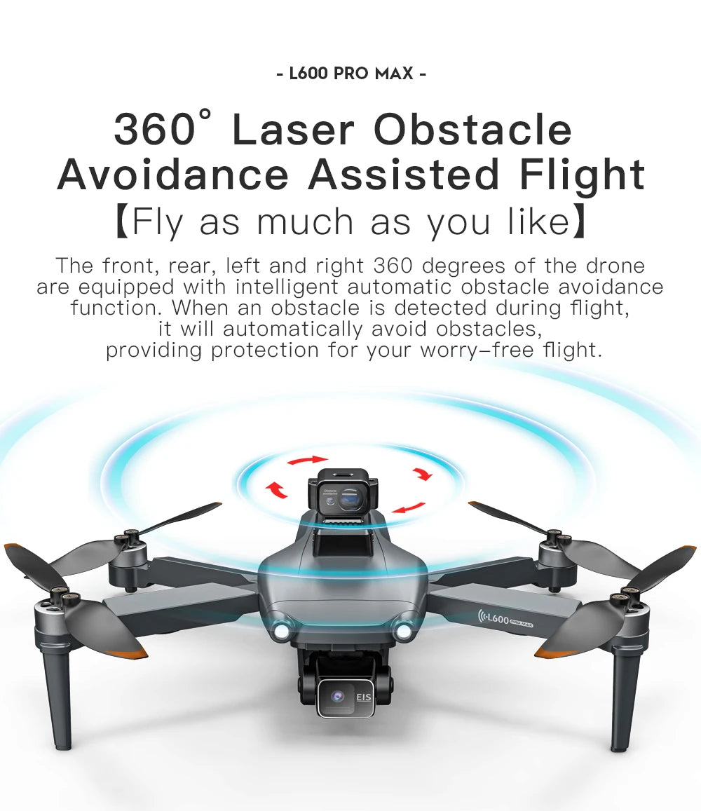 2025 Novo L600 PRO MAX GPS Drone 5KM 4K Profissional HD Câmera Dupla Gimbal de 3 Eixos 360 Evitação de Obstáculos Quadricóptero Sem Escovas Brinquedo