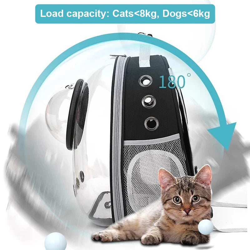 Mochila para transporte de animais de estimação, portátil, transparente, cápsula espacial, mochila para animais de estimação, bolsa de transporte para gatos, respirável, mochila para animais de estimação