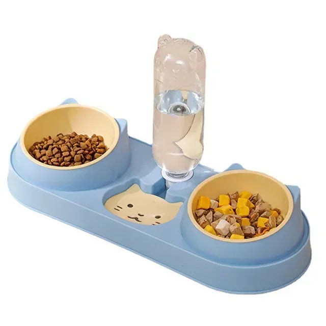 Tigela para gatos, alimentador automático, tigela para comida de cachorro com bebedouro, tigela dupla com suporte elevado, tigelas para gatos