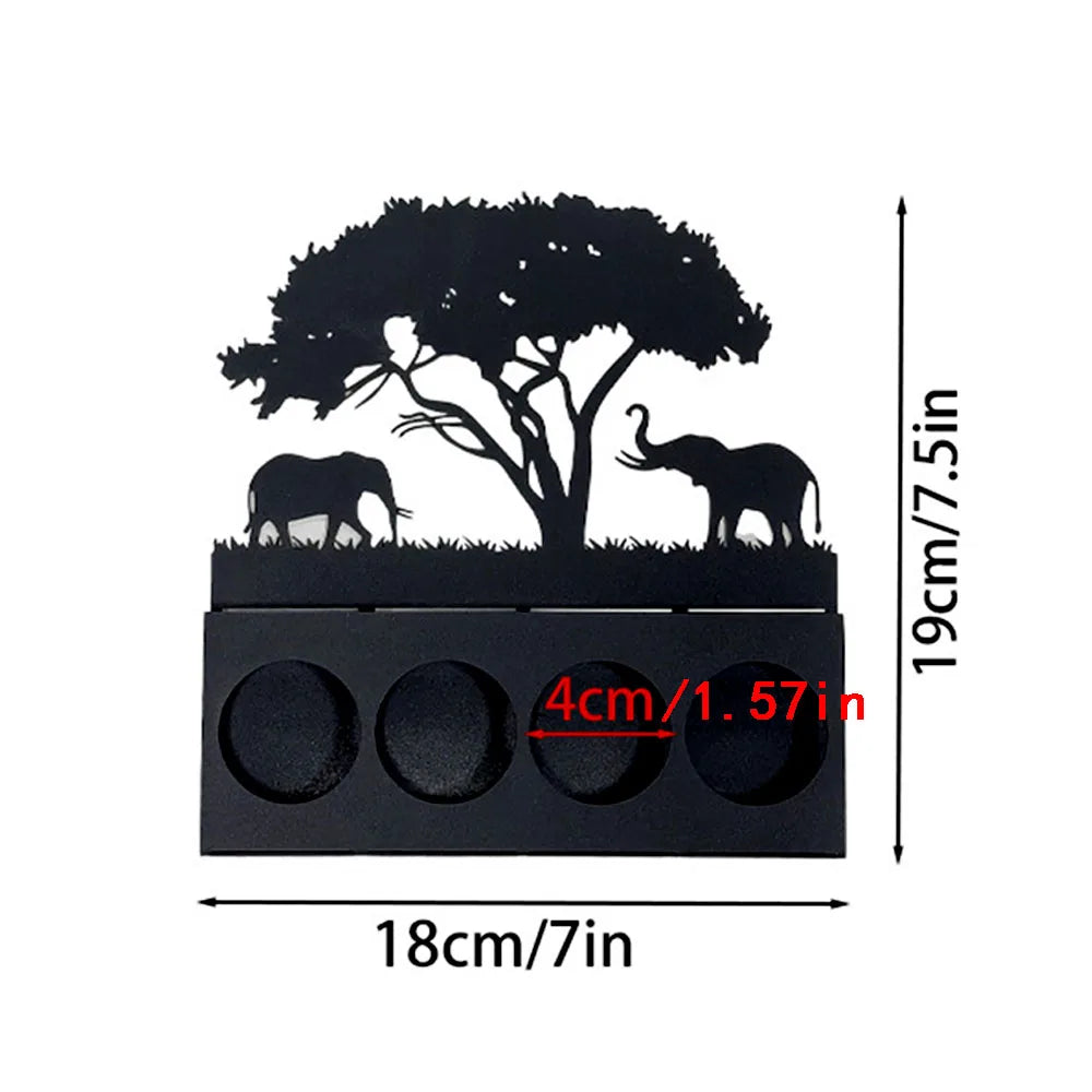 Recipiente para velas de animais 3D, silhueta, suporte de metal, ferro, veado, elefante, girafa, decoração para mesa de casa, adereços, kit de presente