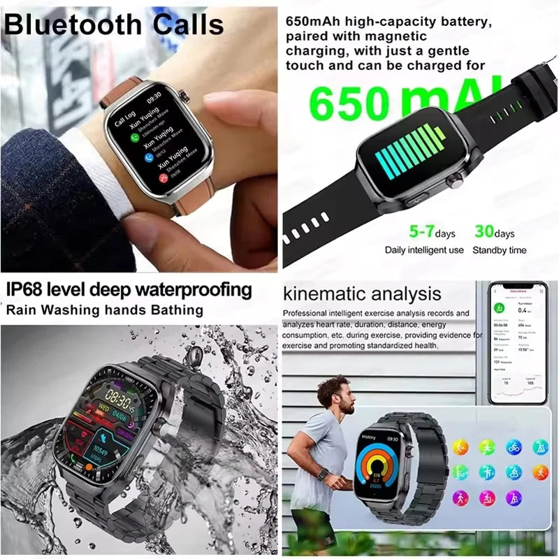 Novo 2025 para Huawei Três altas pressão arterial Smartwatch ECG Ácido Úrico Frequência Cardíaca Relógio Análise Corporal Monitoramento de Saúde Relógios