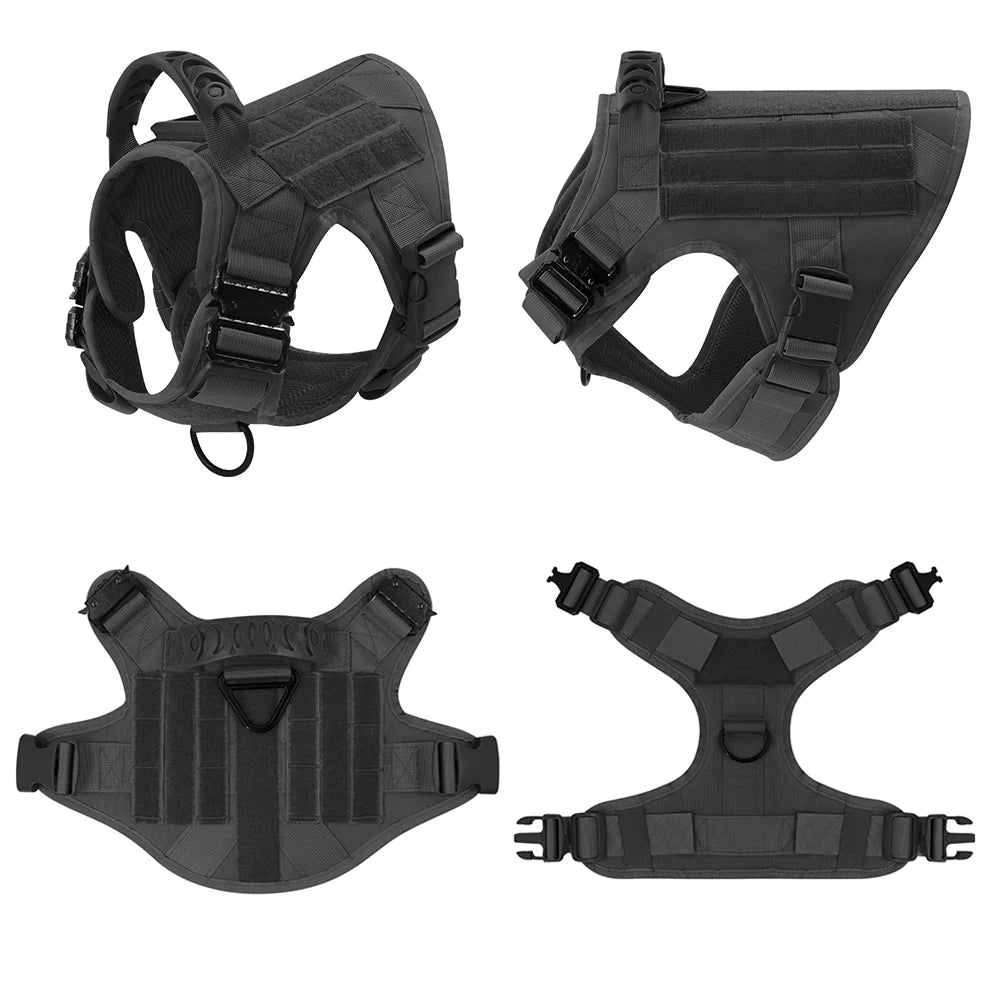 Conjunto de coleira e guia para cães grandes, colete tático para pastor alemão, para cães pequenos