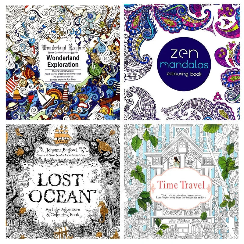 1 peça 24 páginas mandalas flor livro de colorir para crianças adulto grafite desenho livro de colorir conjunto arte material escolar