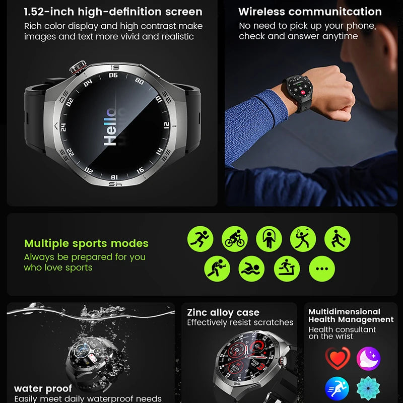 2025 Novo para Android e iOS Smart Watch Masculino Tela AMOLED GPS Trajetória de movimento Frequência cardíaca Bluetooth Chamadas SmartWatch à prova d'água