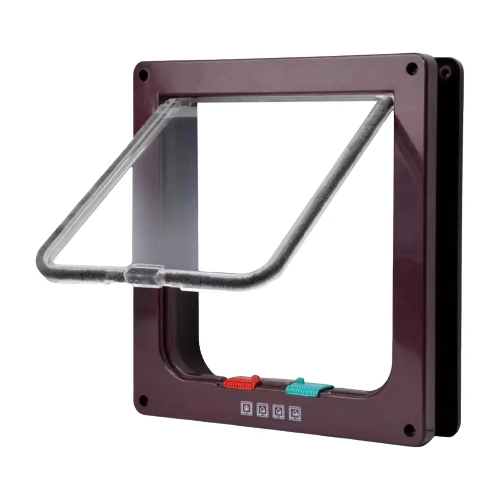 Porta magnética para gatos com trava de segurança de 4 vias para gatos, portão pequeno de plástico ABS controlável para filhotes, segurança para entrada e saída de gatinhos