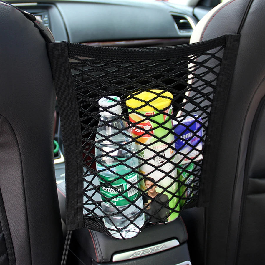 Barreira para carro para animais de estimação, barreira para cachorro, com bolsa de armazenamento de malha de segurança automática, protetor de segurança para banco traseiro, rede de malha