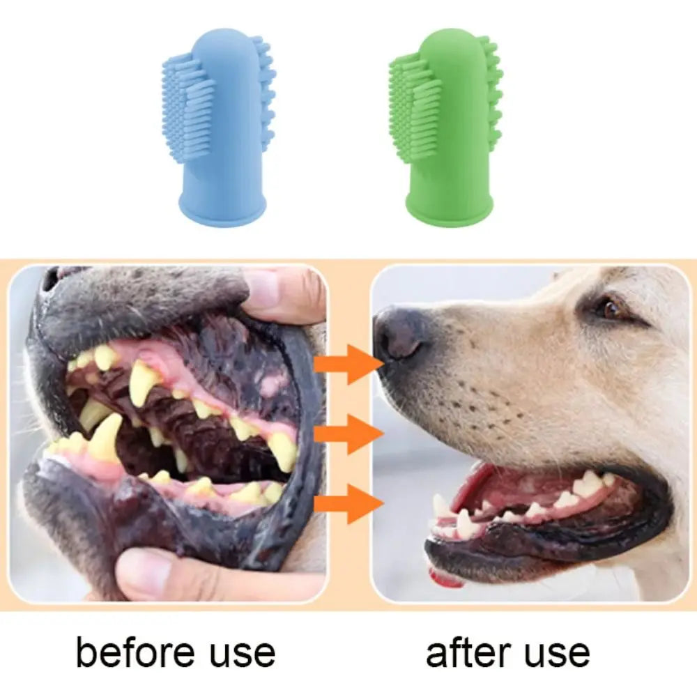 Silicone Pet Finger Toothbrush Bite Resistant Soft Cats Mouth Cleaner 360° Cleaning Pet Teeth Cleaning Fingertips for Cats Dogs