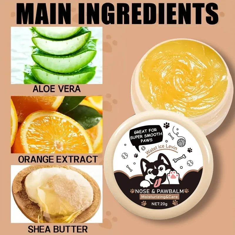 Bálsamo para nariz e patas de cachorro 20g, creme protetor para patas de cachorro, gatos, cães, hidratante para patas de animais de estimação, reparo de rachaduras nos pés, acessórios para animais de estimação