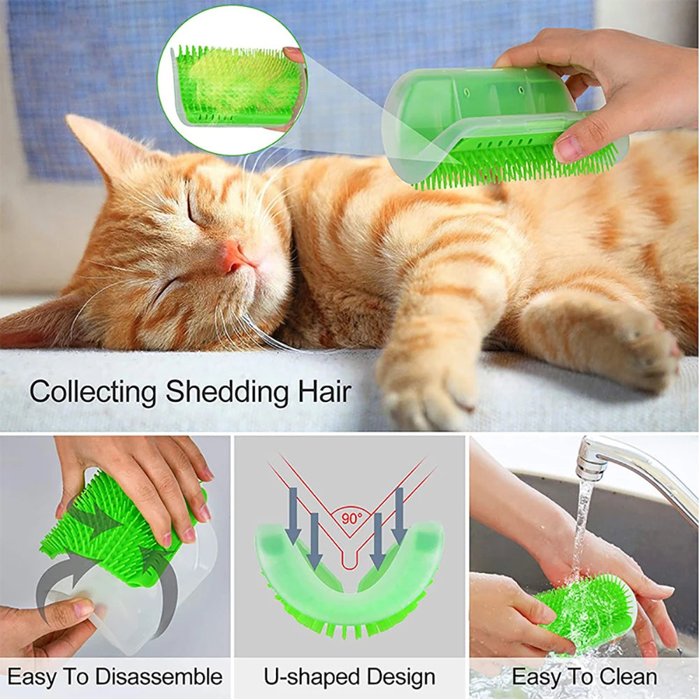Escova para tosa de gatos, escova autopenteável para massagem de animais de estimação, escova removível para arranhar e esfregar, suprimentos de limpeza para tosa de animais de estimação