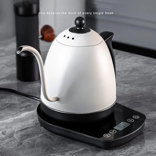 Cafeteira elétrica de 800ml com temperatura constante e pescoço de ganso, bule de aço inoxidável com boca fina