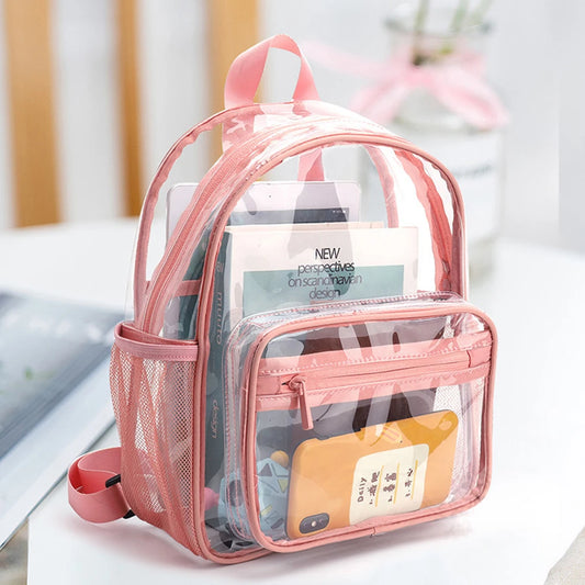 Mochila transparente de PVC para esportes ao ar livre, fitness, casual, viagem, visível, grande capacidade, à prova d'água, alça superior, mochila escolar
