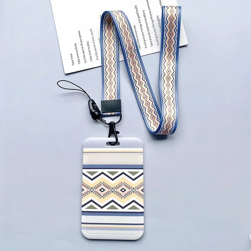 Capa para cartão de identidade estudantil com alça de pescoço, bolsa geométrica feminina masculina, crachá de trabalho, ônibus, porta-cartão de crédito, bolsas com cordão