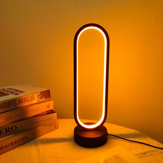 1 peça de lâmpada de anel para quarto, sala de estar, lâmpada de cabeceira com três cores escurecidas, luz noturna LED