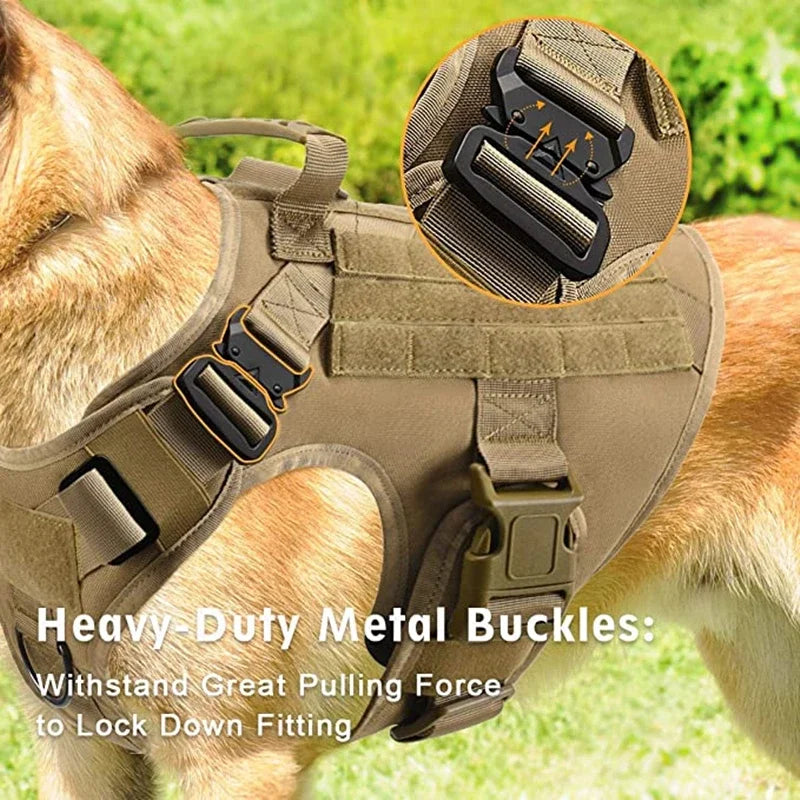 Colete militar tático para animais de estimação, pastor alemão, golden retriever, conjunto de arreios e guia para cães de todas as raças