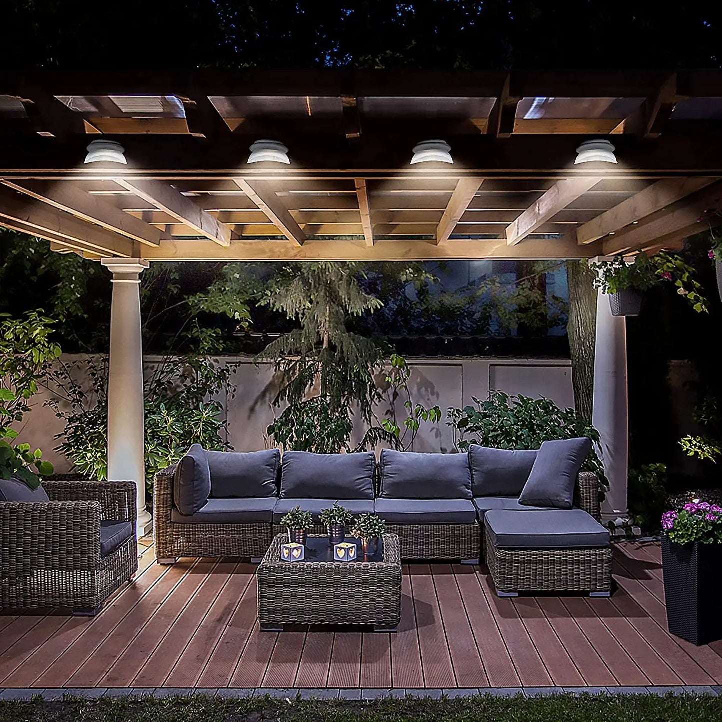 Luzes solares para calhas de jardim ao ar livre, 9 luzes LED para cercas de deck à prova d'água para decoração de paredes, decks, cercas, escadas, degraus e quintais