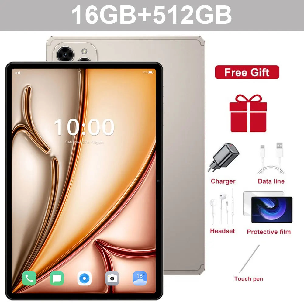 Tablet PC Pad 7SPro 10.1" Original 5G Dual SIM Tablets Tab Android 15 22GB + 2TB 10000mAh Com teclado Laptop Para Crianças