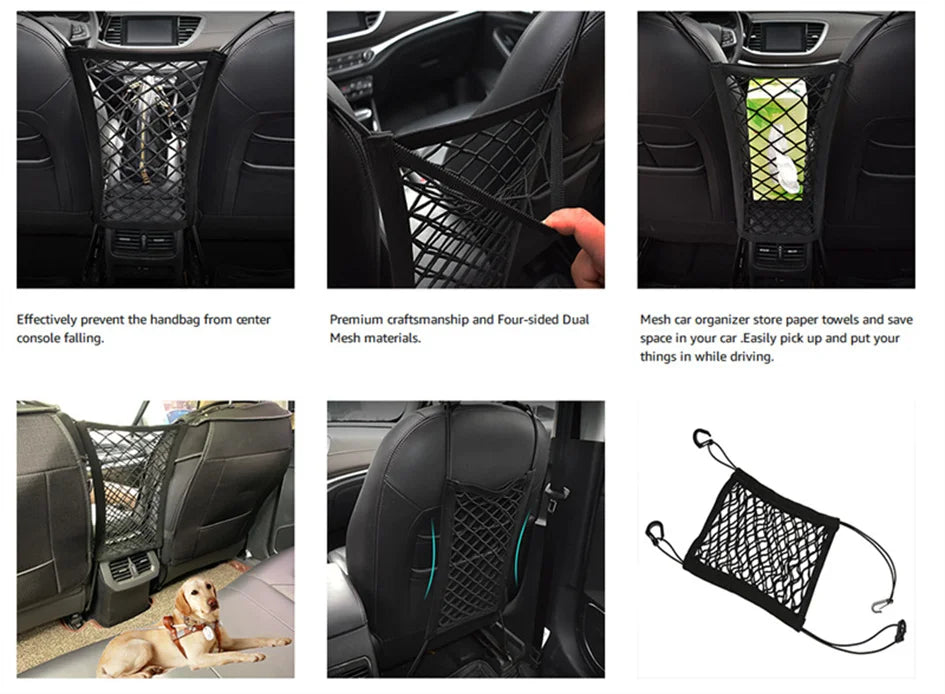 Rede de proteção para cães e animais de estimação, barreira de segurança para viagens, transportadora de carro, cerca para assento traseiro, anticolisão para crianças e animais de estimação com bolsa de armazenamento